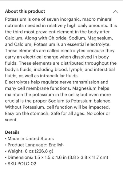 Potassium Concentrate Liquid 2oz
