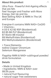 NAD+ Boost (NMN 25g) Natural Energy Powder 38g 100 servings