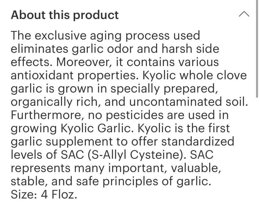 Kyolic Aged Garlic Extract Liquid 4oz